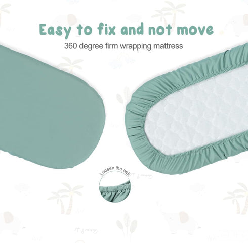 4 Pack 21" 35" Bassinet Fitted Sheets Compatible with x Amke, Ezebaby, Evolur Stellar and Mereryi Baby Bassinet, Soft