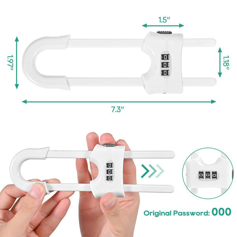 HonesaLoc 4 Packs U-Shaped Sliding Cabinet Locks, Adjustable Child Safety Lock for Kitchen Doors and Home Drawers,
