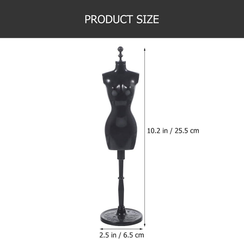 Doll Cloth Form 6Pcs Mannequin Dress Display Stand for Doll Clothes, Black Plastic Mini Gown Holder