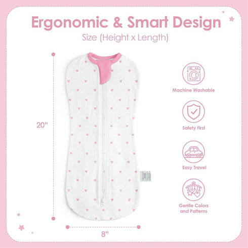 0-2 Pack 3) Baby Swaddle Months, Cotton Arm-In Zipper Sleep Sack, Wearable Blankets Wrap for Newborn Infant Girls (Bow