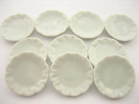 10 x 30 mm.(3.ocm) White Scallop Plate Dish Dollhouse Miniature
