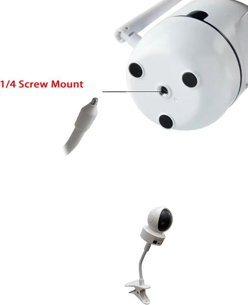 NVRTTRR 1/4 (10in) Universal Threaded Hole Baby Monitor Mount Bracket, Adjustable Gooseneck Arm Holder with Clip Baby