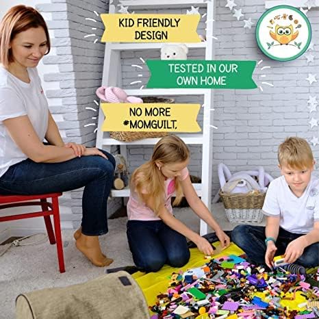 Toy Storage Basket and Play Mat, Collapsible XL Canvas Bag for Kids