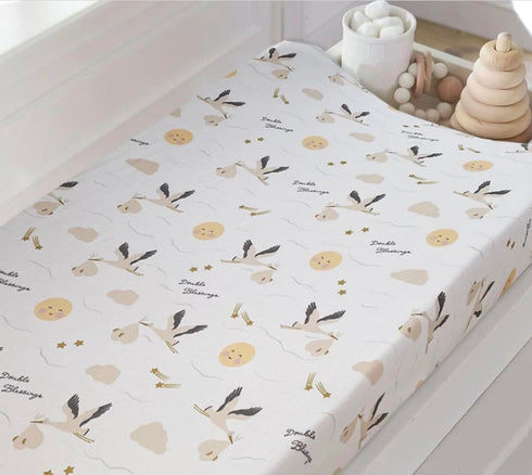 Twoborn Twins Diaper Changing Pad Cover - Ultra Soft Jersey Knit Cotton for