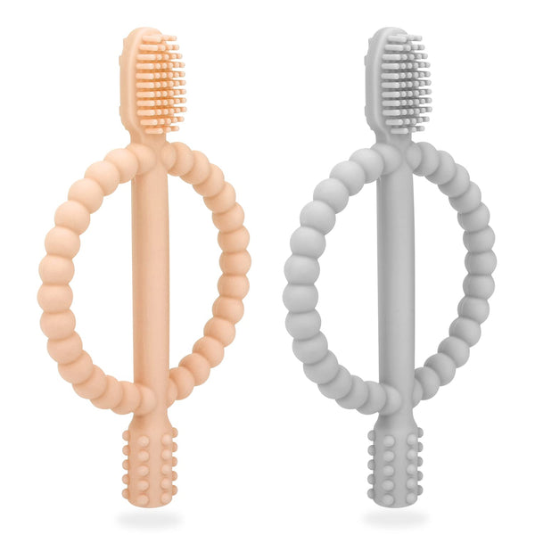 Baby Teething Toys with Easy-Hold Handle, Silicone Infant Toothbrush, Textured for Sore Gums, 0-6 Months