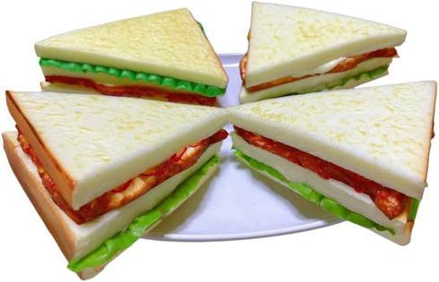 Generic 4PCS Simulation Food Artificial Vegetable Sandwich,Faux Vegetable Sandwich, Fake Food Bread Model
