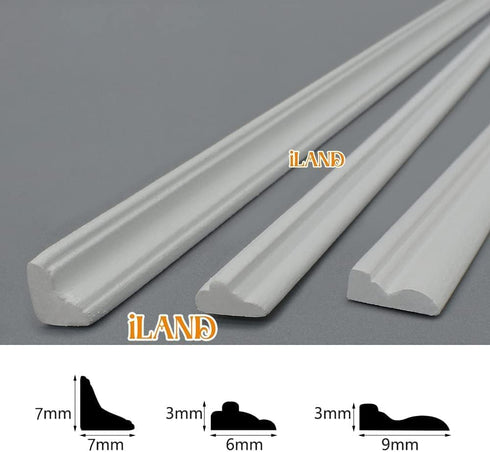 1:12 18pcs 17 iLAND Miniature Dollhouse Accessories on Scale Wooden Dollhouse Trims & Skirting Board & Moulding Cornice