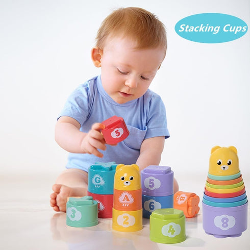 ELLECK 6-12 1-3 6 1 (0035) Baby Toys Months, Montessori Toys for Toddlers Year Old, Busy Cube Teether Infants Bath