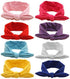 QandSweet Baby Girl Headbands with Polygonal Flower Inlay Rhinestone, 8 Pack Solid Bunny Ears for Photography