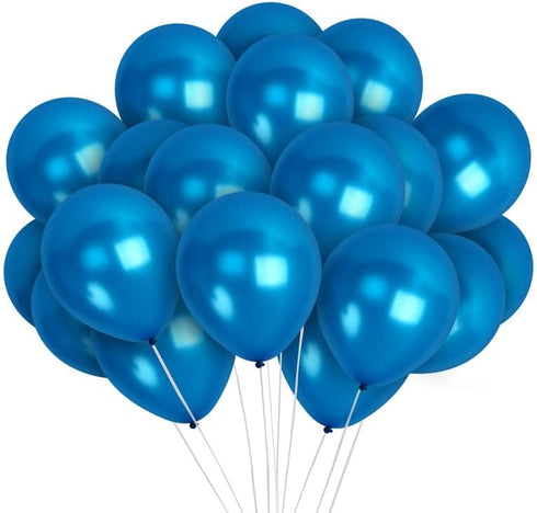Treasures Gifted 100 Pack Metallic Royal Blue Balloons - 12 Inch Pearlized Dark Blue Latex Balloons