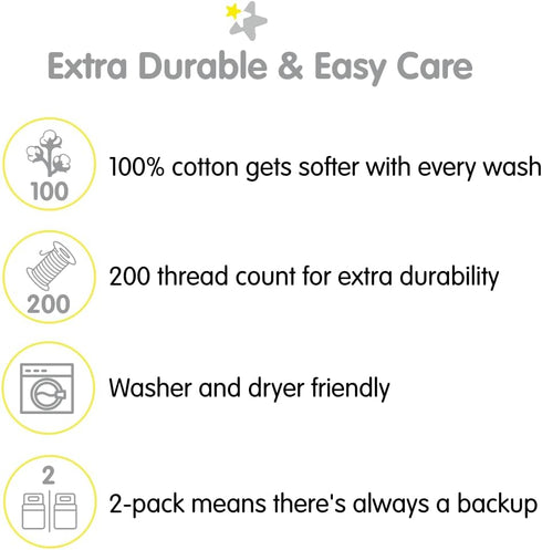 52" 28"/132 71 cm (2-Pack) BreathableBaby Cotton Percale Fitted Sheet, for x x Crib & Toddler Bed Mattress, Botanical