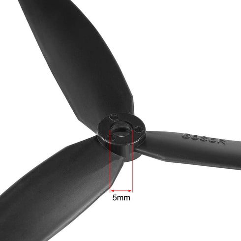 5030 5x3 Inch 3-Vane 1 uxcell RC Propellers Multi-Rotor for Aircraft, Nylon Black Pair with Adapter Rings