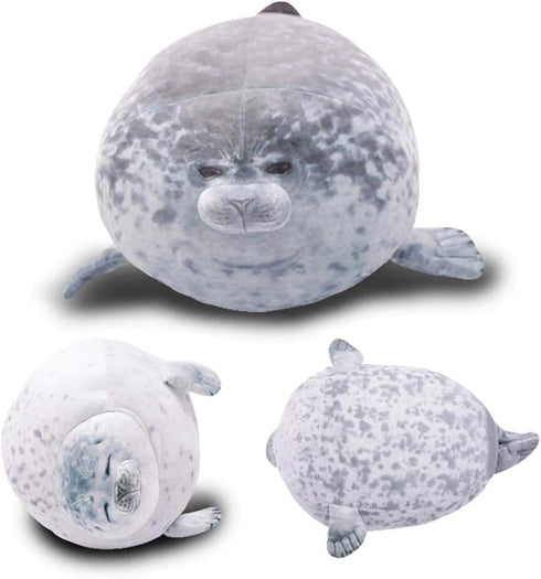 EHOTONG Cute Blob Seal Pillow, Chubby Seal Plush Hug Pillow, Gray, 15"
