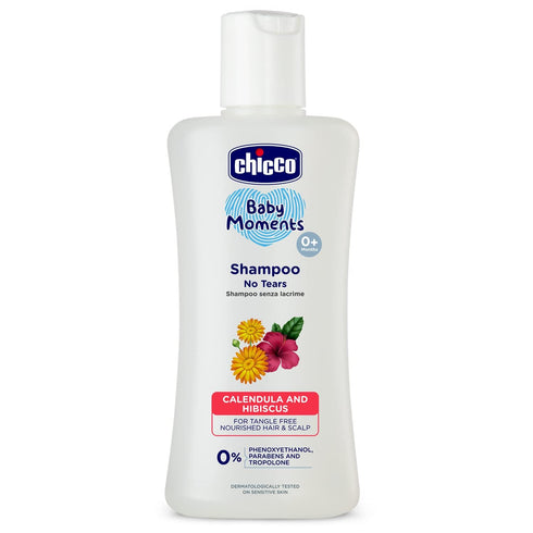 BEAUTY BRATS Chicco Baby Moments Shampoo for Babies, 200 ml, Calendula & Hibiscus, No