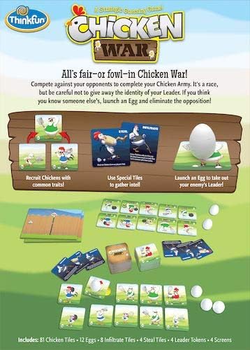 ThinkFun Chicken War Game, Strategic Board Game with Fun Theme and Hilarious Artwork for Game Nights