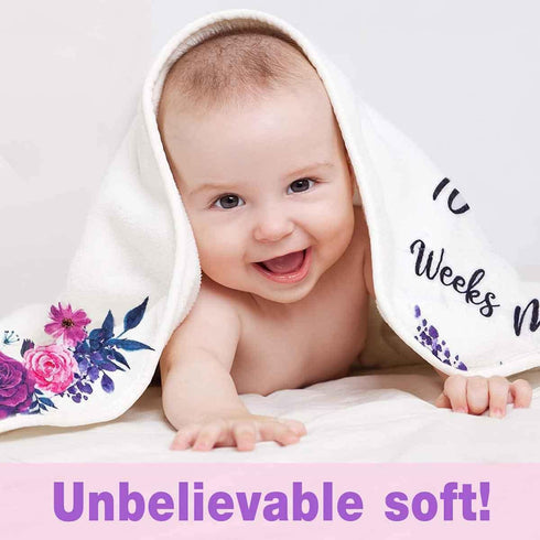 Baby Monthly Milestone Blanket Fun Alien Spaceship, 48"x40", Newborns 1 to 12 Months, Includes 4 Frames and 1 Headband