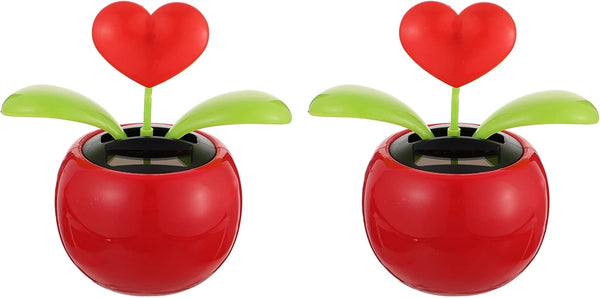 BESPORTBLE 2pcs Solar Dancing Figurines - Solar Powered Dancing Flower Heart for Car Dashboard Decoration