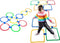 Hopscotch Squares and Ring Games - 11in/15in with 25 Connectors for Kids - Balance Agility Training Obstacle Course