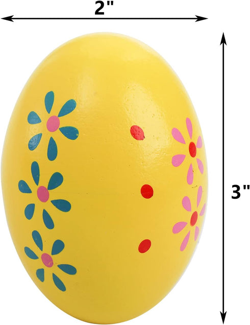 Peohud 24 Pack Wooden Egg Shakers - Maracas Percussion Musical Easter Eggs for Kids, Toddler Music Learning Toys