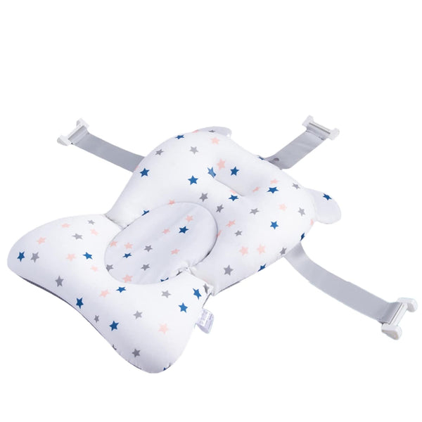 Baby Bath Cushion Pad, Non-Slip Floating Bathing Tub Seat, Newborn Bathtub Mat (White Star, 28cm*43cm*26cm)