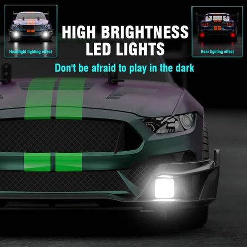 RC Drift Car - 1:14 Remote Control Car, 4WD 40KM/H High Speed Racing Car with LED Lights, 2 Batteries