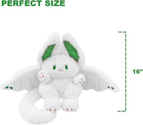 PEACH CAT 16" Cute White Bat Bunny Plush Pillow - Kawaii Rabbit Stuffed Animal for Kids