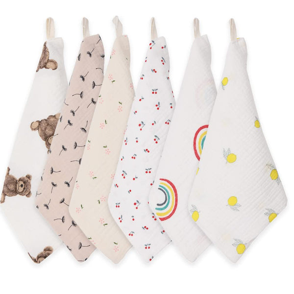 Baby Msulin Washcloths Newborn Face Towel - Baby Muslin Burp Cloths 6Pack