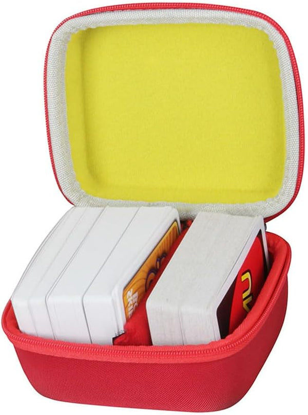 Hard Travel Case for Skip BO + UNO Card Game - Fits up to 300 Cards (Red+Yellow, Cards Not Included)