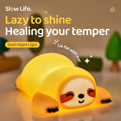 3 Dimmable, ATSUI Sloth Night Light, LED Squishy Novelty Animal Lamp, Food Grade Silicone, Level Breastfeeding Nursery