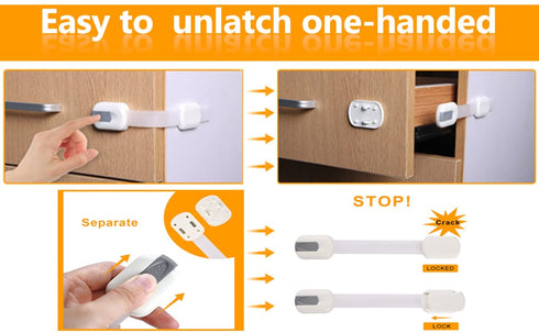 Vmaisi Baby Proofing Cabinet Locks, Adjustable Multi Use Straps for Childproofing Drawers, Fridge, White (4)
