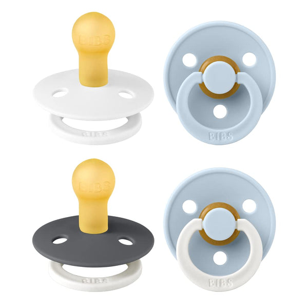 BIBS Color Pacifiers 4-Pack | BPA Free Soother Pacifier | Round Nipple