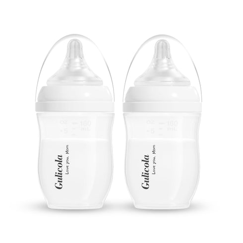Gulicola Natural PP Baby Breastfeeding Bottles Newborn Set 2 Pack, Slow Flow