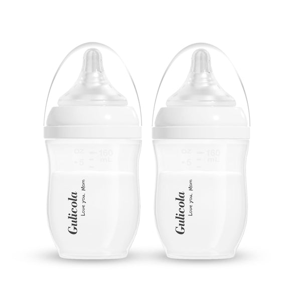 Gulicola Natural PP Baby Breastfeeding Bottles Newborn Set 2 Pack, Slow Flow
