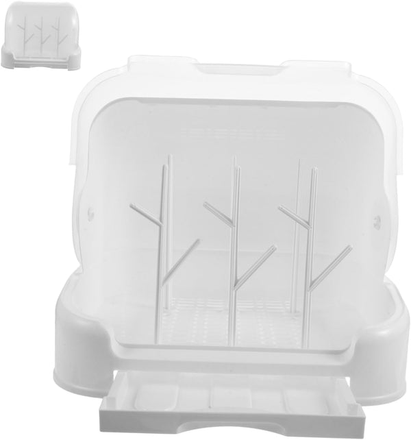 Bottle Drying Rack with Dustproof Cover Space-Saving Countertop Organizer for Bottles Pacifiers