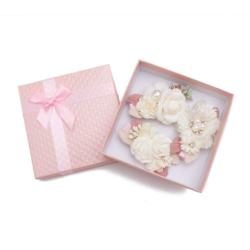 Cherrboll Flower Hair Clips Set - 3pcs Floral Hair Bow Accessories for Baby Girl Toddlers Teen Gifts