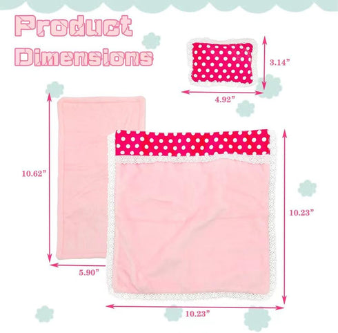 Ferberbears Playset 8-12 Inches Baby Doll Accessories Doll Bedding Kit Soft Blanket Mattress Pillow Fits Doll for Girls