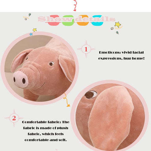 CHELEI2019 15.7" Pink Pig Stuffed Animal, Piggy Plush Toy Hugging Pillow for Kids