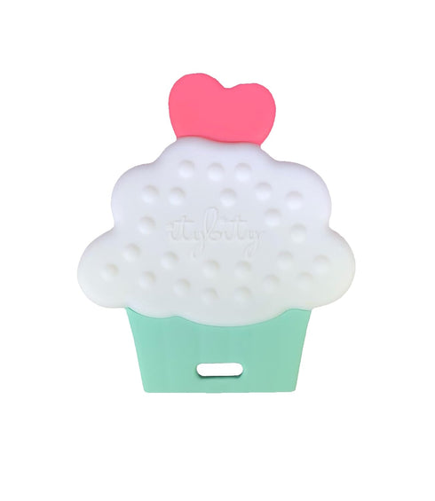 Cupcake Baby Teether - Infant Teether with Easy-to-Hold Design and Textured Back Side to Massage and Soothe Sore, Swollen Gums