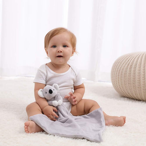 Apricot Lamb Stuffed Animals Security Blanket, Gray Koala Infant Nursery Character Luxury Snuggler Plush