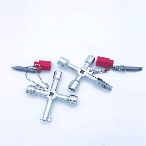 1Pc 4-in-1 Universal Utility Key, Zinc Alloy Plumber Electrical Tools, Durable Anti-rust Multifunctional Water Meter