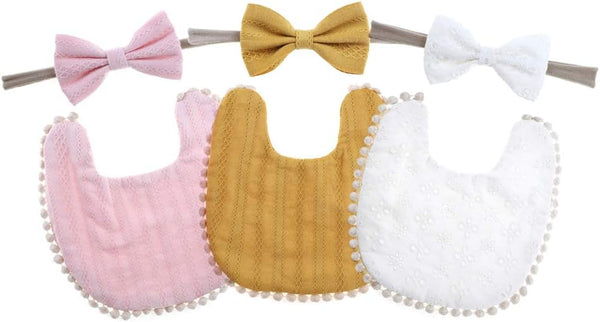 Baby Girls Reversible Floral Print Bibs, Burp Cloth Set for Newborn Infant Toddlers