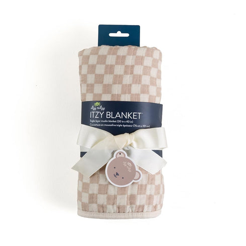 Tummy 30" 40", Itzy Ritzy Baby Blanket Soft Cotton Muslin Multi-Use Blanket - Can Be Used as a Time Mat, Nursing Cover