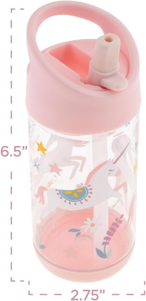 Stephen Joseph Kids Flip Top Water Bottle, 10 oz Tritan BPA Free, Back to School Bottle for Girls & Boys, Blue Dino