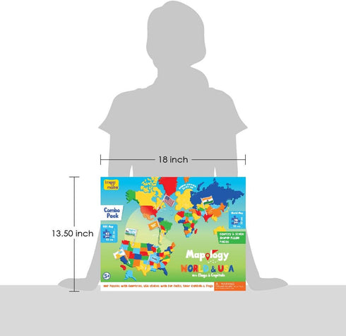 Imagimake Mapology USA & World Map Puzzle with Flags - Educational Toys for Ages 5-7 and Geography Toys