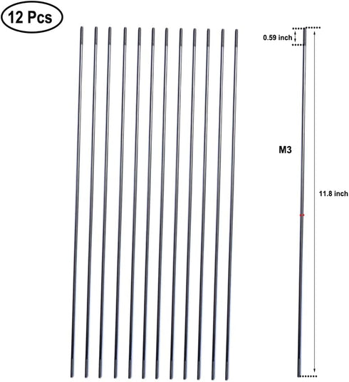M3 11.8Inch 304 12Pcs Pushrod Connector Stainless Steel Rod Linkage for RC Model Airplane Helicopter Boat Car DIY Parts