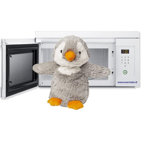 warmies Microwavable Stuffed Animals, Gray Penguin - Heated Stuffed Animal Plushie for Warmth - Cute Soft Plush Toys