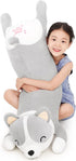 Plush Long Corgi Toy Cute Soft Stuffed Animal Corgi Doll Gift for Kids and Girls (Gray, 120cm/47.2in)