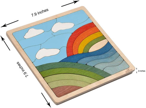 RAINBOW Puzzle for Kids, 25 Pieces Wooden Jigsaw Puzzle, Learning Toy for Boys Girls Ages 3 and Above