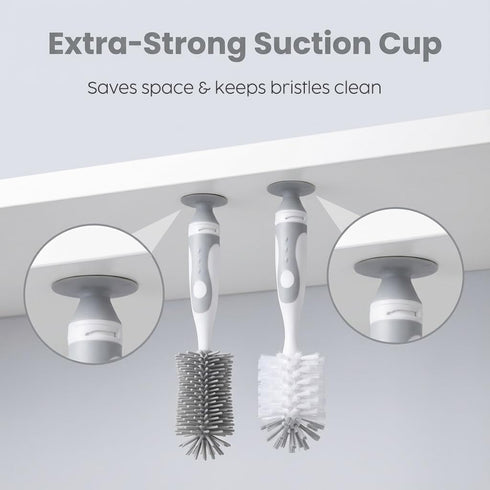 5-in-1 Set, Ariseno Baby Bottle Cleaner Including Nylon & Silicone Bottle Brush, Cap, Straw & Nipple Brushes, BPA-Free