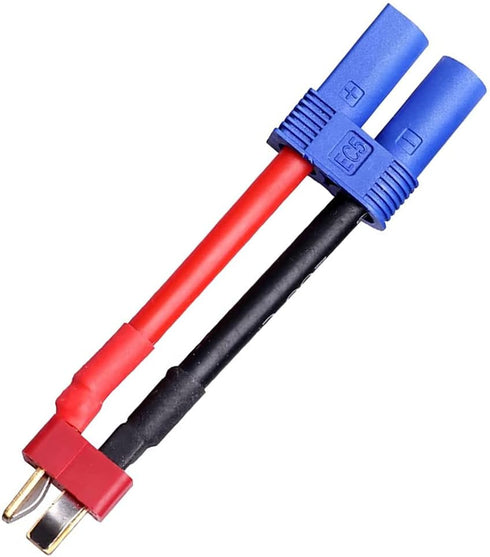 JIECHUN 2Pairs EC5 Set to T Adapter Male Female Connector Plug Compatible with Arrma E-flite RC Car Truck Airplane Lipo